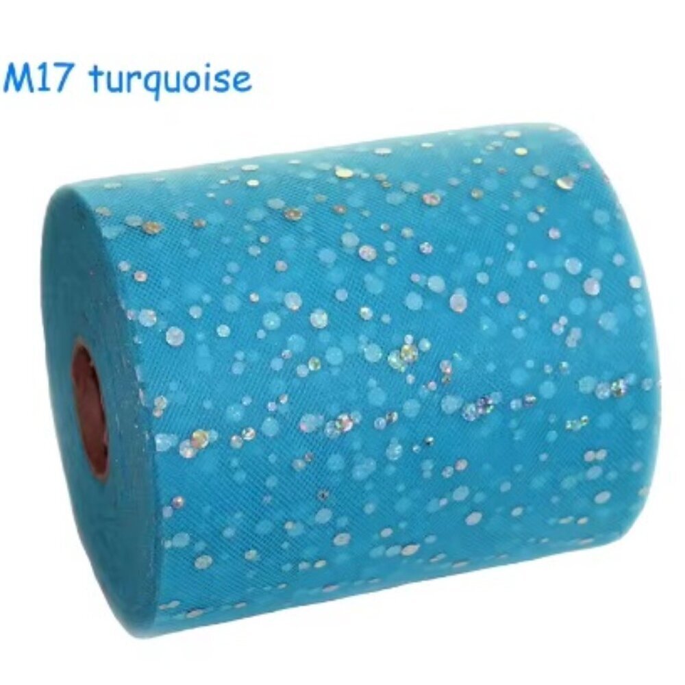 Sequin Dot Tulle - 6" x 100 FT - TURQUOISE